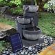 Solar Garden Water Fountain With Led Light Resin Stone Effect 3 Tier Round Bowls