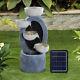 Solar Garden Water Fountains Feature Freestanding Cascade Outdoor Led Waterfall