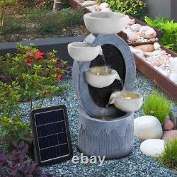 Solar Garden Water Fountains Feature Freestanding Cascade Outdoor LED Waterfall