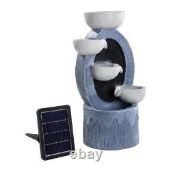 Solar Garden Water Fountains Feature Freestanding Cascade Outdoor LED Waterfall