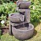 Solar Genoa Cascade Grey Stone Outdoor Garden Water Fountain Feature Bird Bath