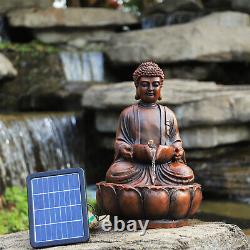 Solar LED Brown Buddha Outdoor Light Up Water Fountain Feature Garden Bird Bath