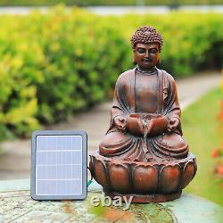 Solar LED Brown Buddha Outdoor Light Up Water Fountain Feature Garden Bird Bath