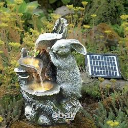Solar LED Fountain Rabbit Outdoor Garden Water Feature Statue Garden Decoration