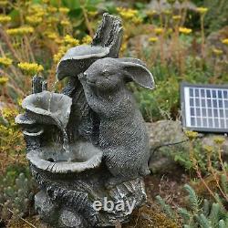 Solar LED Fountain Rabbit Outdoor Garden Water Feature Statue Garden Decoration