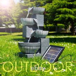 Solar LED Outdoor Garden Water Feature Cascading Fountain Statue Home Decoration