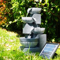 Solar LED Outdoor Garden Water Feature Cascading Fountain Statue Home Decoration