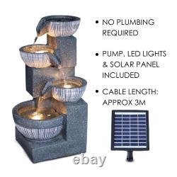 Solar LED Outdoor Garden Water Feature Cascading Fountain Statue Home Decoration