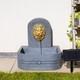 Solar Lion's Head Grey & Gold Outdoor Garden Water Fountain Feature Bird Bath
