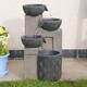 Solar & Mains Power Cascading Bowls Led Lit Timer Ip44 Outdoor Water Feature