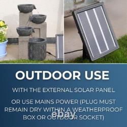 Solar & Mains Power Cascading Bowls LED Lit Timer IP44 Outdoor Water Feature