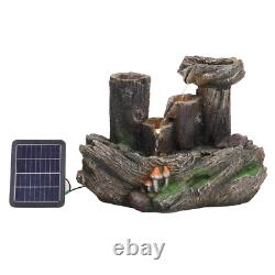 Solar Outdoor Cascading Fountain Garden Water Feature LED Polyresin Statue Home