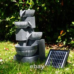 Solar Outdoor Cascading Fountain Garden Water Feature LED Polyresin Statue Home