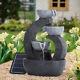 Solar Outdoor Cascading Led Water Feature Fountain Home Garden Polyresin Statue