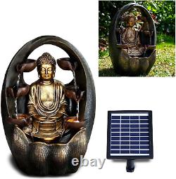 Solar Outdoor Fountain Garden Water Feature LED Polyresin Statues Home Golden