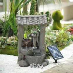 Solar Outdoor Garden Water Feature LED Pump Statue 3 Tier Cascade Fountain Falls