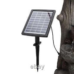 Solar Outdoor Garden Water Feature LED Pump Statue 3 Tier Cascade Fountain Falls