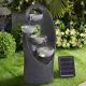 Solar Outdoor Garden Water Feature Led Statues Decor 4 Tier Cascading Fountain