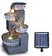 Solar Outdoor Garden Water Feature Led Statues Home 4 Tier Cascading Fountain