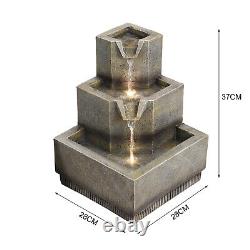 Solar Outdoor Garden Water Feature LED Statues Home Tiered Cascading Fountain