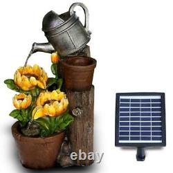 Solar Outdoor Garden Water Fountain Feature LED Statues Decoration Sunflowers