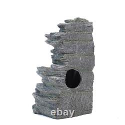 Solar Outdoor Rock Cascading Fountain Garden Water Feature Polyresin Statue LED