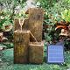 Solar Outdoor Water Fountain With Lights 4 Tier Pots Garden Yard Waterfall Decor