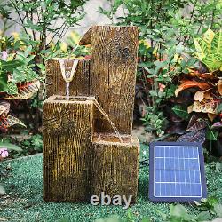 Solar Outdoor Water Fountain with Lights 4 Tier Pots Garden Yard Waterfall Decor