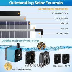 Solar Pond Fountain Pump 12W 450L/H with Filter Garden Water Feature
