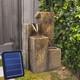Solar Power Cascading Fountain Led Light Water Feature Wood Effect Statue Garden