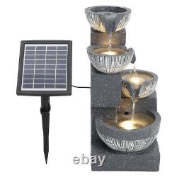 Solar Power Cascading LED Water Feature Fountain Garden Outdoor Statue Ornament