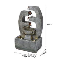 Solar Power Fountain Outdoor Garden Water Feature LED Polyresin Statues Stone UK