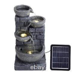 Solar Power Garden Bird Bath Water Feature Cascading Fountains LED Resin Statue