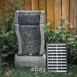 Solar Power Garden Patio Decor Curved Water Fountain LED Lights Feature Statues