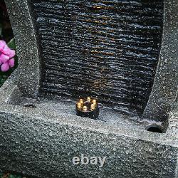 Solar Power Garden Patio Decor Curved Water Fountain LED Lights Feature Statues