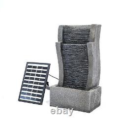 Solar Power Garden Patio Decor Curved Water Fountain LED Lights Feature Statues