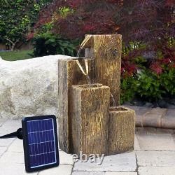 Solar Power Garden Water Feature Fountain LED Light Outdoor Cascading 27X28X48cm