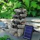 Solar Power Garden Water Fountain With Lights Outdoor Cascading Rocks Chic Eco New