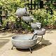 Solar Power Grey Poseidon Trickle Cascade Outdoor Garden Water Fountain Feature