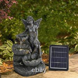 Solar Power LED Fairy Water Fountain Outdoor Cascading Water Feature Fountain UK