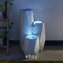 Solar Power LED Lit White Serenity Cascade Outdoor Garden Water Fountain Feature