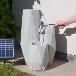 Solar Power LED Lit White Serenity Cascade Outdoor Garden Water Fountain Feature