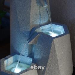 Solar Power LED Lit White Serenity Cascade Outdoor Garden Water Fountain Feature