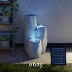 Solar Power LED Lit White Serenity Cascade Outdoor Garden Water Fountain Feature