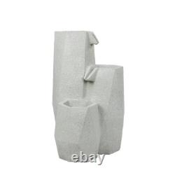 Solar Power LED Lit White Serenity Cascade Outdoor Garden Water Fountain Feature