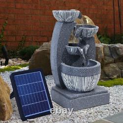 Solar Power Outdoor Cascade Tier Water Fountain Landscape Garden 46-57cm Tall