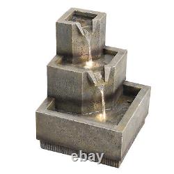 Solar Power Outdoor Cascade Water Fountain Feature Garden Waterwall with Lights