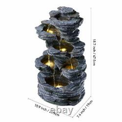 Solar Power Outdoor Cascading Fountain Garden Water Feature LED Resin Statue