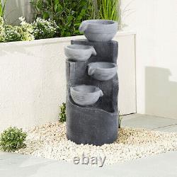 Solar Power Outdoor Cascading LED Water Fountain Feature Garden Ornament Statues