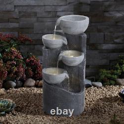 Solar Power Outdoor Cascading LED Water Fountain Feature Garden Ornament Statues